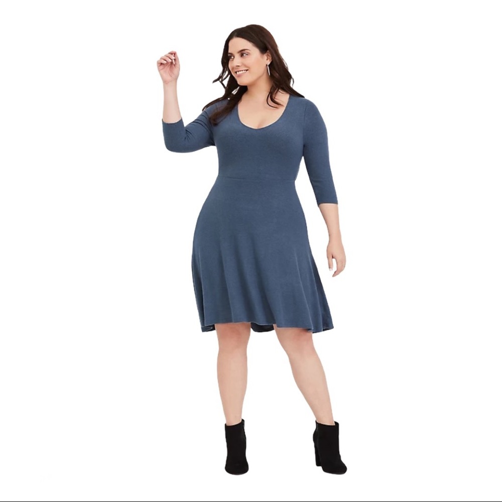 Torrid blue v-neck high low skater dress 2X